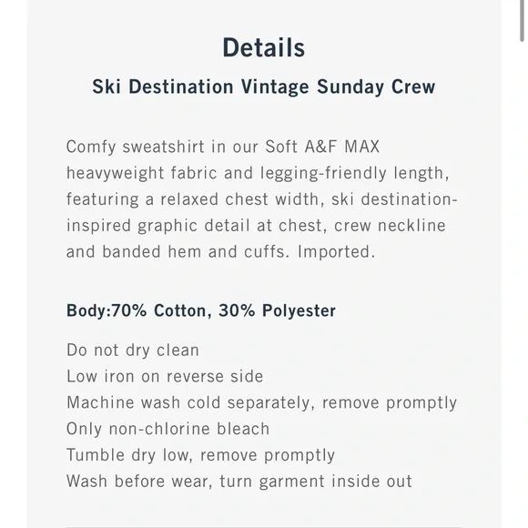 A&F Ski Destination Vintage Sunday Crew Sweatshirt - Picture 5 of 6